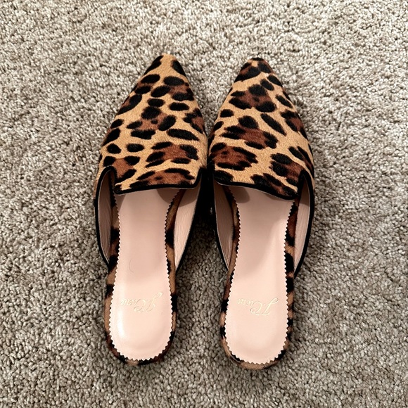J Crew Pointed Toe Slide Leopard Print Calf Hair Mule - Picture 2 of 4